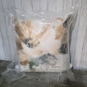 Stupell Industries Abstract Beige Flower Blossoms Square Decorative Printed Thro